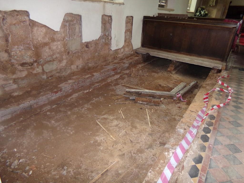 Church interior, north side of aisle looking west